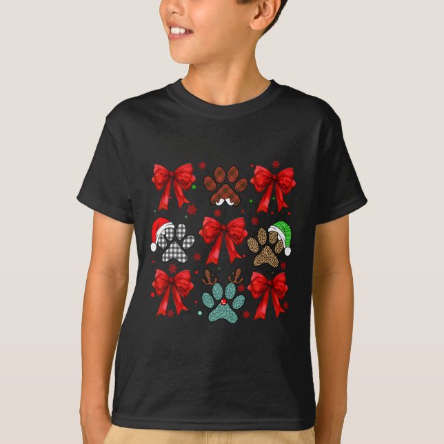 T-shirt Mignonne Bow Coquette Chien Paw Chien Maman Papa J (Devant)