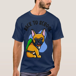 T-shirt Mignonne Bulldog Retourner À L'École Enfants Chien