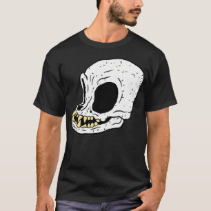 T-shirt Mignonne Carlin Crâne Inbred Dog Visage. Noir et b