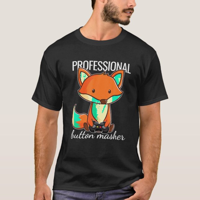 T-shirt Mignonne Cartoon Baby Fox Professional Button Mash (Devant)
