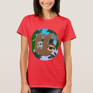 T-Shirt Mignonne Cartoon Mère Fente Et Bébé Femmes