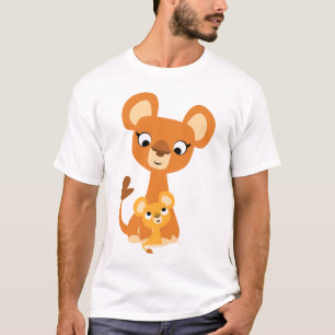 T-shirt Mignonne Cartoon Mère Lion et petit-déjeuner - T-s
