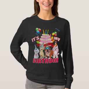 T-shirt Mignonne C'est My Birthday Chien et Chiot Theme Pa