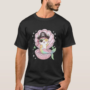 T-shirt Mignonne Chat Chaton Sirène Pirate Fête D'Hallowee