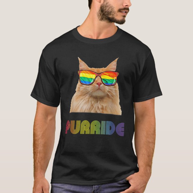 T-shirt Mignonne Chat Porter Gay pride en verre soleil Fem (Devant)