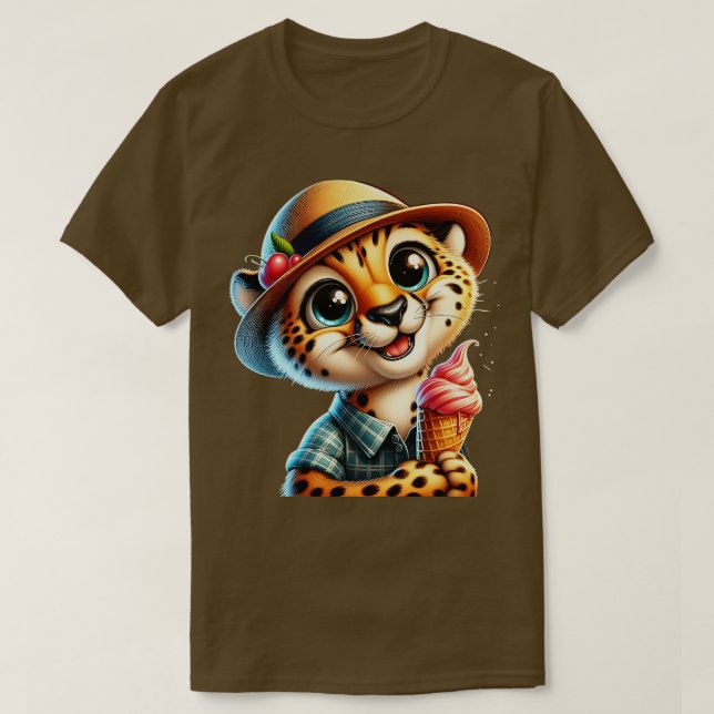 T-shirt Mignonne cheetah léopard crème glacée été vibes 1 (Design devant)