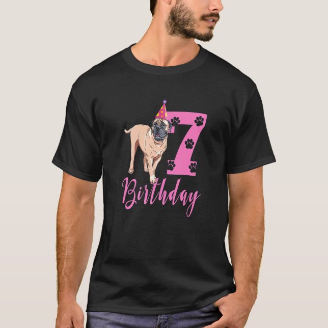 T-shirt Mignonne Chien Bullmastiff 1E Anniversaire (Devant)