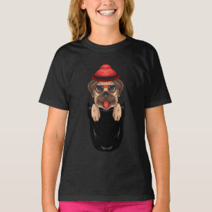 T-shirt Mignonne chien Carlin assis dans une fille de poch