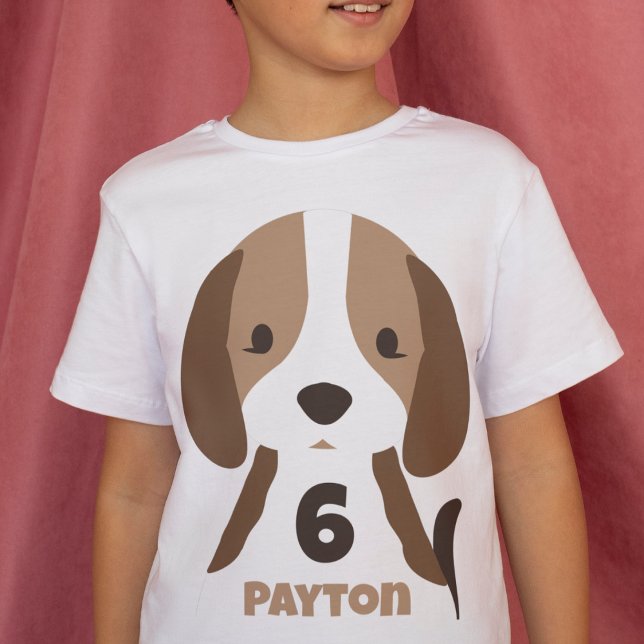 T-shirt Mignonne Chien Chien Âge et nom Enfant (cute puppy dog birthday t-shirt with custom age and name beagle puppy birthday party shirt)