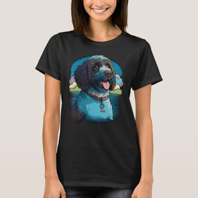 T-shirt Mignonne chien d'eau portugais sur chien d'eau por (Devant)