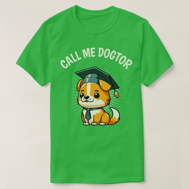 T-shirt Mignonne Chien Drôle Doctorat Doctorat Doctoral (Design devant)