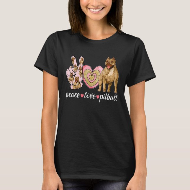 T-shirt Mignonne Chien Maman Fête des Mères Paix Amour Pit (Devant)