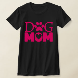 T-shirt Mignonne Chien Maman Pink Paw et Coeur