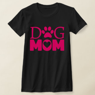 T-shirt Mignonne Chien Maman Pink Paw et Coeur
