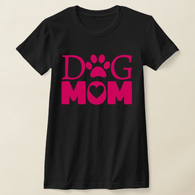 T-shirt Mignonne Chien Maman Pink Paw et Coeur (Poser)