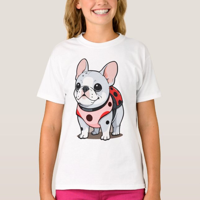 T-shirt Mignonne Chien-taureau français Ladybug (Devant)
