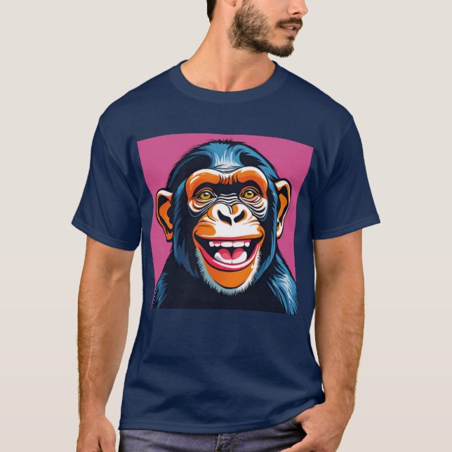 T-shirt Mignonne Chimpanzée rit (Devant)