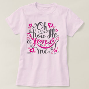 T-shirt Mignonne Christian Jésus m'aime Valentines Fête Fe