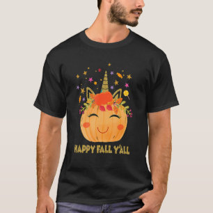 T-shirt Mignonne Citrouille Unicorne Halloween Thanksgivin