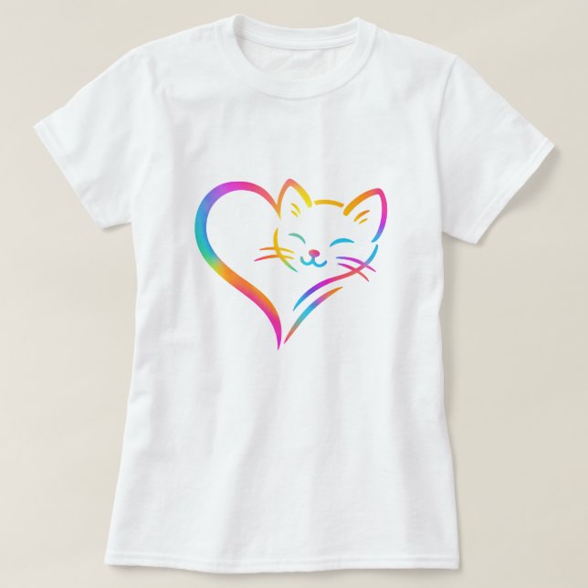 T-shirt Mignonne Coeur de chat, Mignonne Coeur Femme de ch (Design devant)