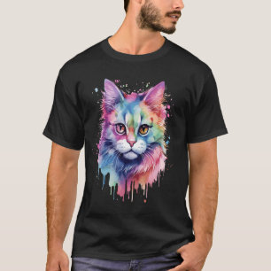 T-shirt Mignonne Colorful Maine Coon Visage de chat pour A