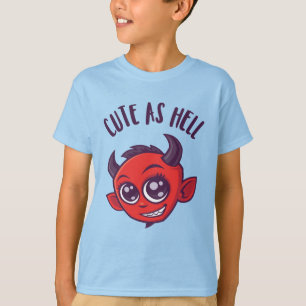 T-shirt Mignonne comme diable en enfer avec un texte foncé