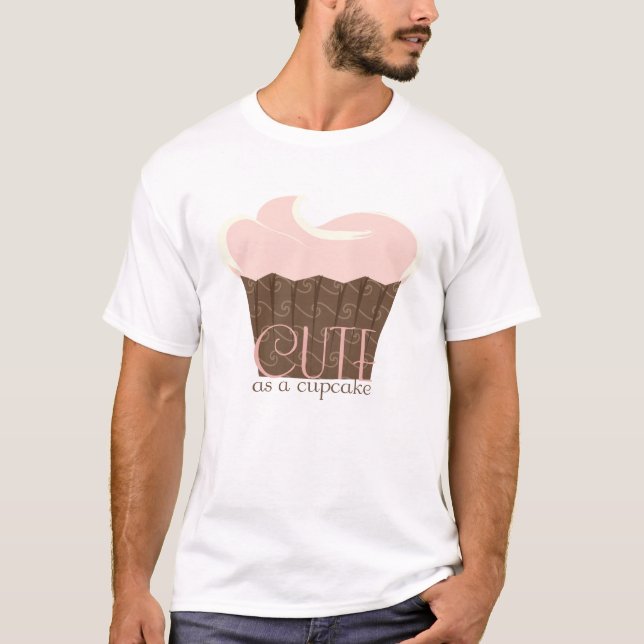 T-shirt Mignonne comme un cupcake ! Rose et Brown (Devant)