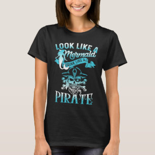 T-shirt Mignonne Comme Une Sirène Boire Comme Un Pirate