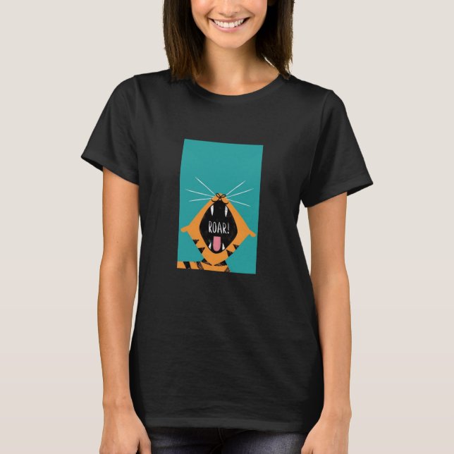 T-shirt Mignonne Cool Tiger mord Arrière - plan vert (Devant)
