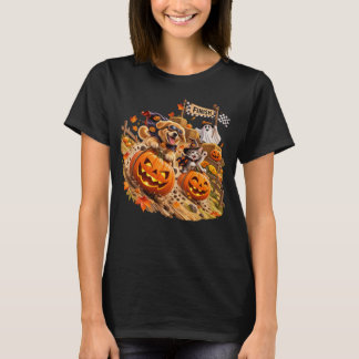 T-shirt Mignonne Course de Citrouille d'Halloween Chien Ch
