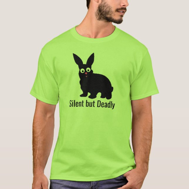 T-shirt Mignonne, Croustillante, Lapin Noir - Silencieux m (Devant)