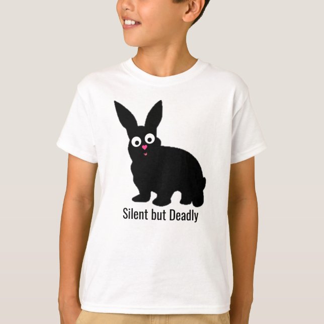 T-shirt Mignonne, Croustillante, Lapin Noir - Silencieux m (Devant)