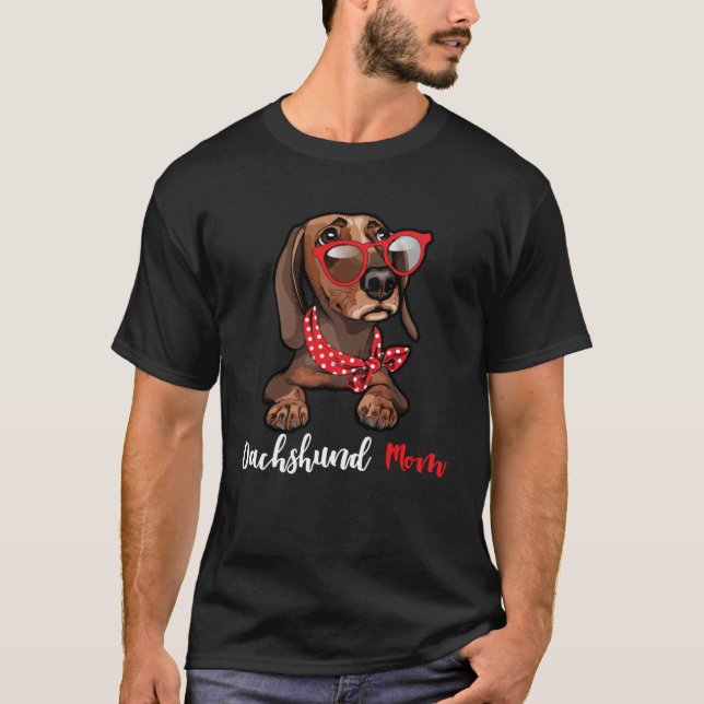 T-shirt Mignonne Dachshund Maman Chien Maman Fête des mère (Devant)