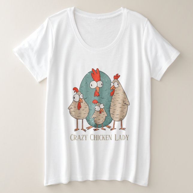 T-Shirt, mignonne dame de poule folle (Design devant)