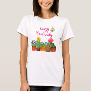 T-shirt Mignonne Dame Folle de Plantes / Jardin de Cactus