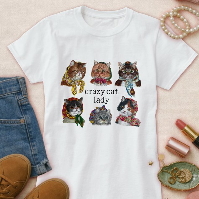 T-shirt Mignonne Dame Folle des Chats – Amuseur Amateur de (Créateur téléchargé)