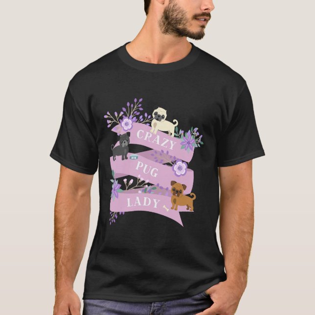 T-shirt Mignonne Dame Fou de Pug 701 (Devant)
