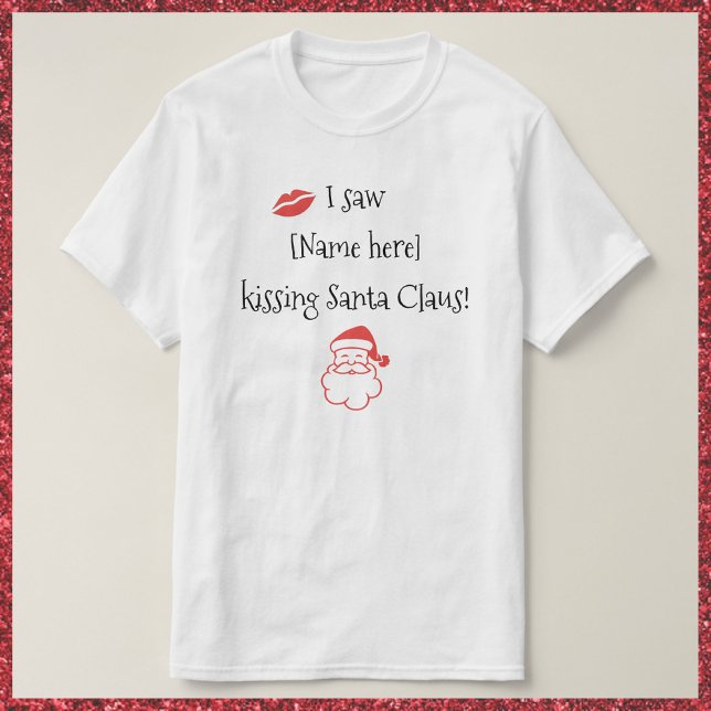 T-shirt Mignonne, Drôle baiser Père Noël (Créateur téléchargé)