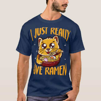 T-shirt Mignonne Drôle J'Aime Vraiment Ramen Chat