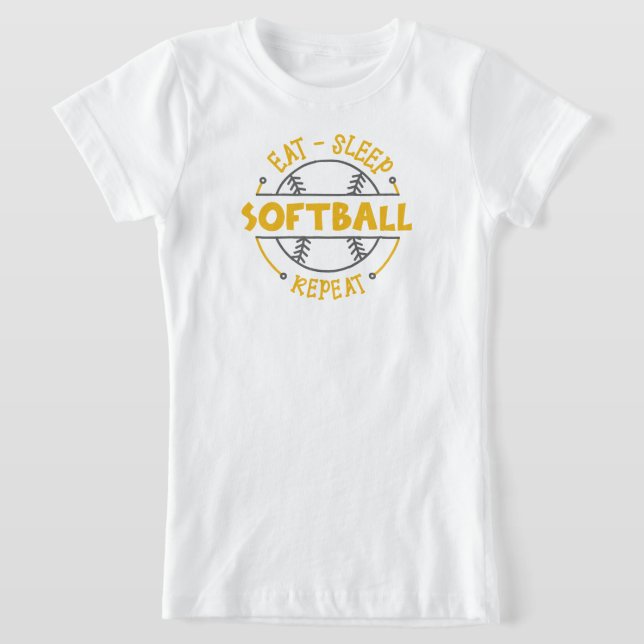 T-Shirt Mignonne Drôle Manger Dormir Répéter Softball Spor (Poser)