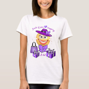 T-shirt Mignonne Emoji mode avec Shopping