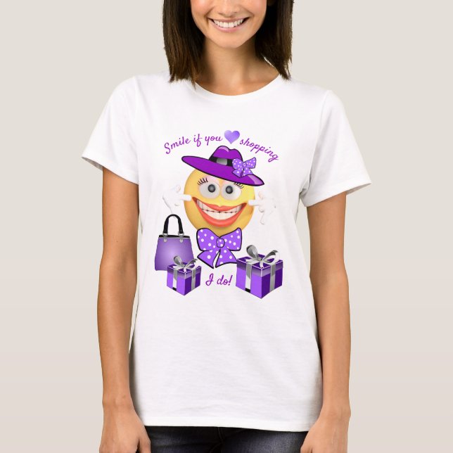 T-shirt Mignonne Emoji mode avec Shopping (Devant)