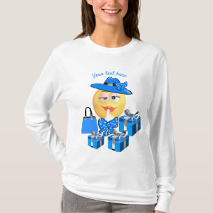 T-shirt Mignonne Emoji mode en bleu avec Shopping