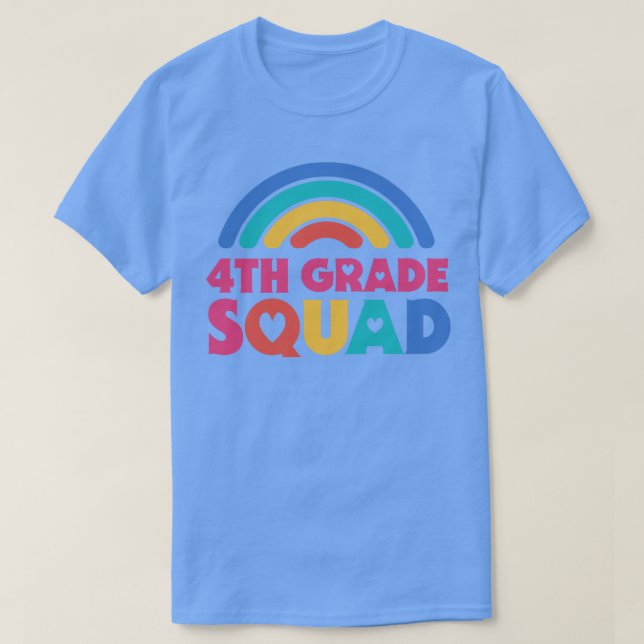 T-shirt Mignonne Enseignant 4e année Escadron avec Retro R (Design devant)