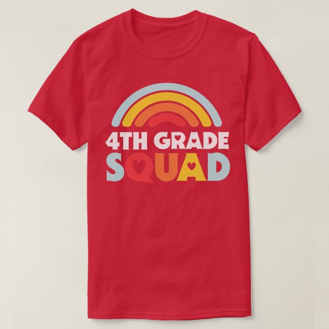 T-shirt Mignonne Enseignant 4e année Escadron avec Retro R (Design devant)