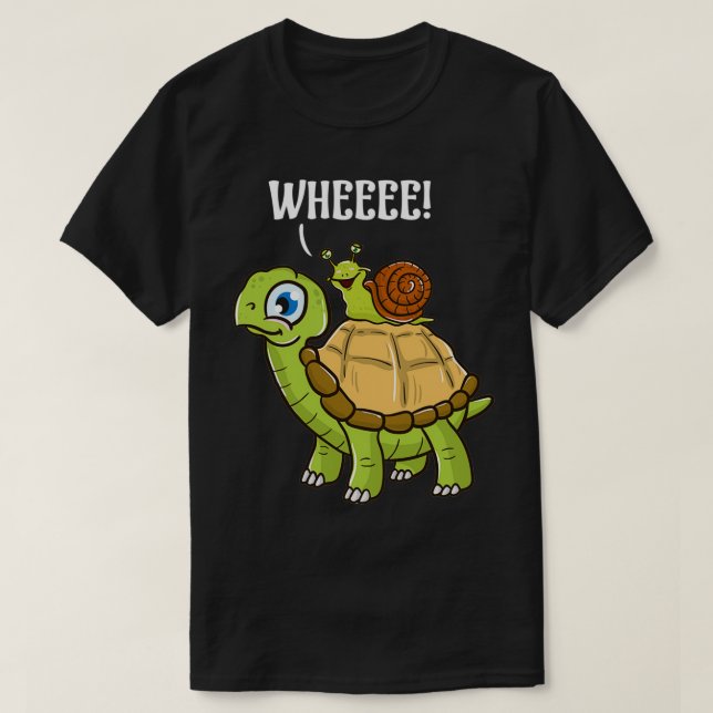 T-shirt Mignonne escargot à cheval sur Turtle Yelling Whee (Design devant)