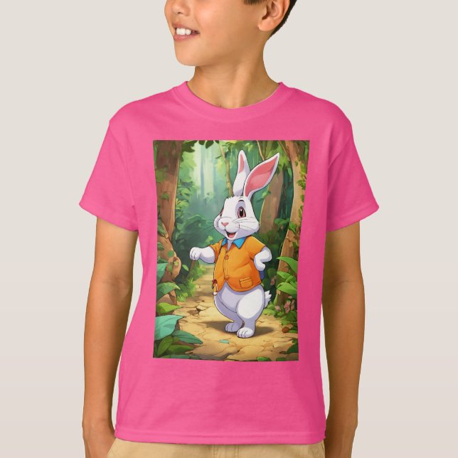 T-shirt "Mignonne et mignonne : Mode enfant lapin rose" (Devant)