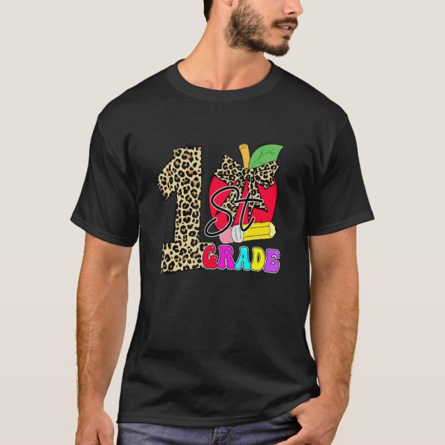 T-shirt Mignonne Étudiants de 1ère année Leopard Apple Ret (Devant)