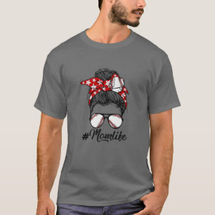 T-shirt Mignonne Fête des Mères Messy Bun Baseball Maman m