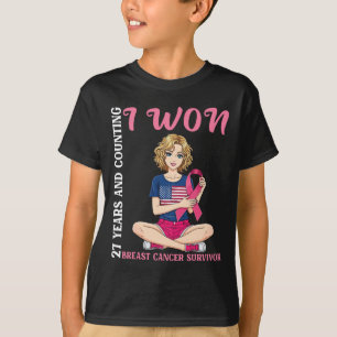 T-shirt Mignonne Fille 27 Ans Et Comptant J'Ai Gagné Cance